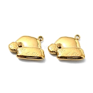 304 Stainless Steel Charms, Christmas Hat Charm, Real 14K Gold Plated, 12x12.5x2.5mm, Hole: 1mm(STAS-L022-344G)