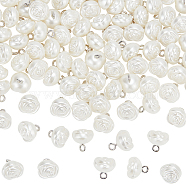 WADORN 100Pcs Plastic Imitation Pearl Shank Buttons, with Iron Findings, Rose, Old Lace, 11x10.5mm, Hole: 2mm(FIND-WR0010-12)