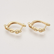 Brass Hoop Earring Findings with Latch Back Closure, Nickel Free, with Horizontal Loop, Real 18K Gold Plated, 18.5x4.5x13.5mm, Hole: 1.2mm, Pin: 1x0.8mm(KK-T048-017G-NF)