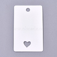 Paper Price Tags, Hang Tags, for Jewelry Display, Arts and Crafts, Wedding Christmas, Rectangle with Heart, White, 50x30x0.4mm, Hole: 4mm(CDIS-E009-02C)