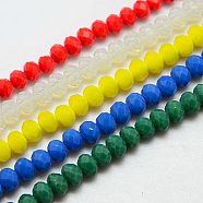 Imitation Jade Glass Bead Strands, Faceted, Rondelle, Mixed Color, 10x8mm, Hole: 1mm, about 66pcs/strand, 21.2 inch(GLAA-F001-10x8mm-M)