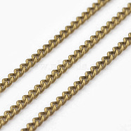 Brass Twisted Chains, Curb Chains, Unwelded, with Spool, Oval, Lead Free & Cadmium Free, Antique Bronze, 1.8x1x0.36mm, about 301.83 Feet(92m)/roll(CHC-S100-AB)