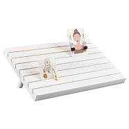 7-Slot Wooden Place Card Display Stands, for Postcards, Earring Display Cards Holder, Dyed & Heated, Rectangle, White, 29x19x2cm, about 3pcs/set(ODIS-WH0029-52D)