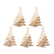 Transparent Resin & Walnut Wood Pendants, with Gold Foil, Christmas Tree, Clear, 38x25x3mm, Hole: 2mm(RESI-S389-018A-B05)
