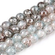 Drawbench Crackle Glass Beads Strands, Rondelle, Light Cyan, 8x7mm, Hole: 1.2mm, about 109~113pcs/strand, 30.51~31.30 inch(77.5~79.5cm)(GLAA-N006-8mm-02)