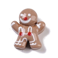 Opaque Christmas Theme Resin Cabochons, Gingerbread Man, 13.5x11.5x6.5mm.(RESI-H162-06L)