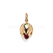 Ion Plating(IP) Brass Micro Pave Cubic Zirconia Pendants, Real 18K Gold Plated, Flower, July Lotus, 20mm(PW-WG53304-07)