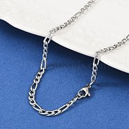 Non-Tarnish 304 Stainless Steel Figaro Chain Necklaces, with Lobster Claw Clasps, Stainless Steel Color, 19.68~19.88 inch(50~50.5cm), 4mm, 4mm(STAS-P101-71P)