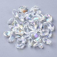Transparent Glass Charms, AB Color Plated, Petaline, Clear AB, 12.5x6.5x6mm, Hole: 1mm(GLAA-S054-004C-01)