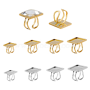 DIY Blank Dome Finger Ring Making Kit, Including 201 Stainless Steel Square Cuff Pad Ring Settings, Glass Cabochons, Golden & Stainless Steel Color, 16Pcs/box(DIY-DC0001-85)