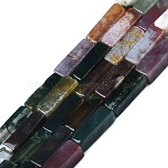 Natural Indian Agate Bead Strands, Cuboid, 13~14x4~5x4~5mm, Hole: 1mm, about 29~31pcs/strand, 15.3 inch(G-R299-17)