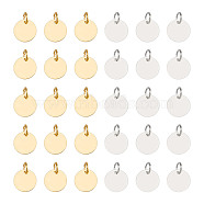 100Pcs 2 Colors Brass Stamping Blank Tag Charms, Nickel Free, Flat Round, Golden & Silver, 12x0.25mm, Hole: 4mm, 50pcs/color(KK-AR0002-51)