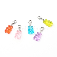 Resin Pendants, with Zinc Alloy Lobster Claw Clasp and Platinum Tone Iron Loop, Mixed Color, 34mm(X1-HJEW-JM00522)