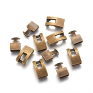 Tibetan Style Snap Lock Clasps, Cadmium Free & Nickel Free & Lead Free, Rectangle, Antique Bronze, 22x12x6mm, 19x12x5mm, Hole: 3x10mm(MLF11313Y-NF)