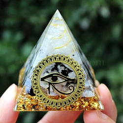 Orgonite Pyramid Resin Energy Generators, Reiki Natural Moonstone Chips Inside for Home Office, 50mm(PW-WG46682-01)