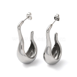 Non-Tarnish 304 Stainless Steel Twist Teardrop Stud Earrings, Stainless Steel Color, 36x11.5mm(EJEW-K244-33P)