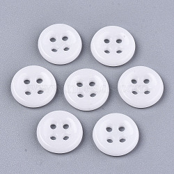 4-Hole Handmade Lampwork Sewing Buttons, Flat Round, White, 11.5x2.5mm, Hole: 1.2mm(X-BUTT-T010-01O)