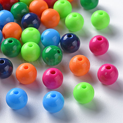 Opaque Acrylic Beads, Round, Mixed Color, 10x9mm, Hole: 2mm, about 940pcs/500g(MACR-S370-C10mm-M2)