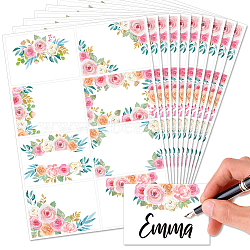 Flower PVC Waterproof Blank Label Stickers, Writable Adhesive Label, Rectangle, June Rose, Sticker: 85x60mm, 8pcs/sheet(STIC-WH0023-001)