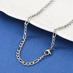 Non-Tarnish 304 Stainless Steel Figaro Chain Necklaces, with Lobster Claw Clasps, Stainless Steel Color, 19.68~19.88 inch(50~50.5cm), 4mm, 4mm(STAS-P101-71P)