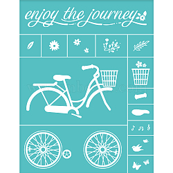 Self-Adhesive Silk Screen Printing Stencil, for Painting on Wood, DIY Decoration T-Shirt Fabric, Turquoise, Bicycle Pattern, 28x22cm(DIY-WH0173-021-Y)