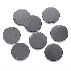 304 Stainless Steel Pendants, Stamping Blank Tag, Flat Round, Electrophoresis Black, 20x1mm, Hole: 1.4mm(STAS-I124-03B-B)