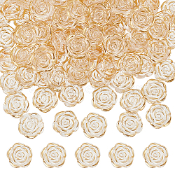 Transparent Acrylic Beads, Golden Metal Enlaced, Flower, Clear, 18.5x19x7mm, Hole: 1.6mm, 100pcs/box(TACR-NB0001-26)