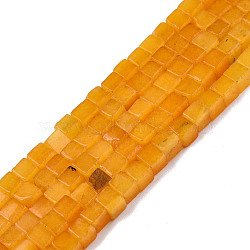 Natural White Jade Beads Strands, Dyed, Cube, Orange, 4~4.5x4~4.5x4~4.5mm, Hole: 1mm, about 88pcs/strand, 15.16 inch(38.5cm)(G-N326-147E)