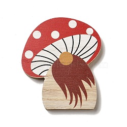Autumn Single Face Printed Wood Cabochons, Mushroom, 118x103x12mm(WOOD-I010-02B)