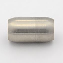 Frosted 304 Stainless Steel Magnetic Clasps with Glue-in Ends, Barrel, Stainless Steel Color, 19x10mm, Hole: 6mm(STAS-N002-21-6mm)