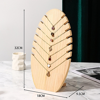 Wood Necklace Display Stands, Jewelry Display Rack, Leaf, Navajo White, 9.5x18x32cm