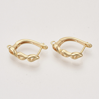 Brass Hoop Earring Findings with Latch Back Closure, Nickel Free, with Horizontal Loop, Real 18K Gold Plated, 18.5x4.5x13.5mm, Hole: 1.2mm, Pin: 1x0.8mm
