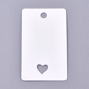 Paper Price Tags, Hang Tags, for Jewelry Display, Arts and Crafts, Wedding Christmas, Rectangle with Heart, White, 50x30x0.4mm, Hole: 4mm