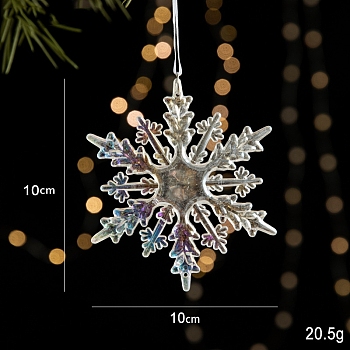 Christmas Theme Acrylic Pendant Decoration, for Christmas Tree Hanging Ornament, Snowflake, 100x100mm