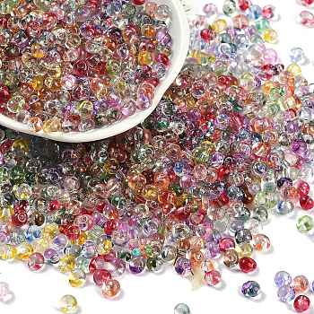 6/0 Spray Paint Glass Seed Beads, Teardrop, Mixed Color, 5x4.5x4mm, Hole: 1mm, about 4500pcs/pound