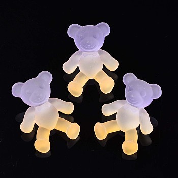 1-Hole Transparent Spray Painted Acrylic Buttons, Two Tone, Frosted, Bear, Goldenrod, 38x29.5x16mm, Hole: 3mm