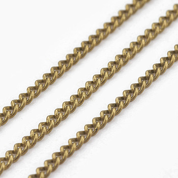 Brass Twisted Chains, Curb Chains, Unwelded, with Spool, Oval, Lead Free & Cadmium Free, Antique Bronze, 1.8x1x0.36mm, about 301.83 Feet(92m)/roll