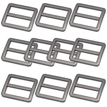 10Pcs Alloy Rectangle Buckles, Clothes Knot Buckles, Garment Decoration, Gunmetal, 27.5x32.5x4mm, Hole: 8x25mm