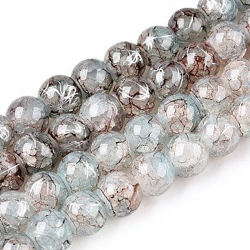 Drawbench Crackle Glass Beads Strands, Rondelle, Light Cyan, 8x7mm, Hole: 1.2mm, about 109~113pcs/strand, 30.51~31.30 inch(77.5~79.5cm)