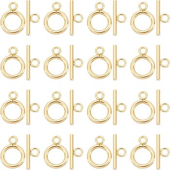 20Set 304 Stainless Steel Toggle Clasps, Golden, Ring: 16x12x2mm, Hole: 2.5mm, Bar: 18x7x2mm, Hole: 3mm