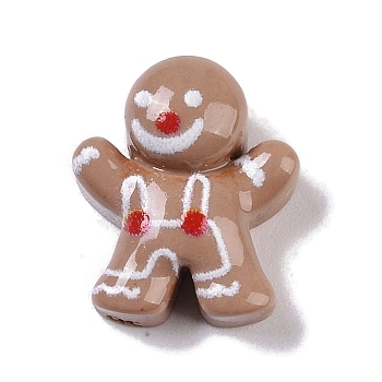Opaque Christmas Theme Resin Cabochons, Gingerbread Man, 13.5x11.5x6.5mm.