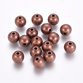 CCB Plastic Beads, Nickel Free, Round, Red Copper, 11.5x11.5mm, Hole: 2.5mm