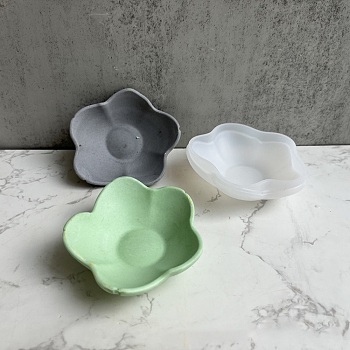 DIY Flower Dish Tray Silicone Molds, Resin Casting Molds, for UV Resin, Epoxy Resin Craft Making, White, 79x89x31mm