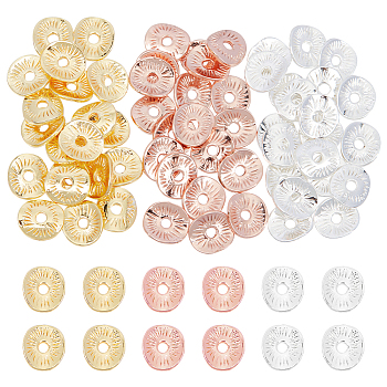 PandaHall Elite 60Pcs 3 Colors Zinc Alloy Spacer Beads, Curved Flat Round, Mixed Color, 8.5x7.5x1mm, Hole: 1.5mm, 20pcs/color