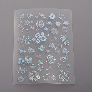 Waterproof Transparent Plastic Stickers, Laser Effect Decorative Stickers, Filling Material for Resin Art, Fireworks Pattern, 150x110x0.1mm