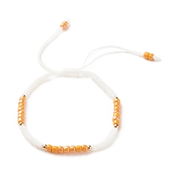 Glass Seed Beaded Bracelet, Adjustable Bracelet for Women, Dark Orange, Inner Diameter: 2-3/8~3-3/4 inch(5.9~9.6cm)