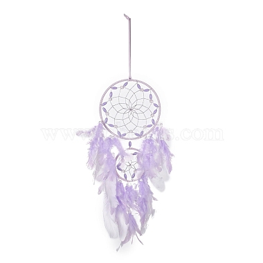Iron Woven Web/Net with Feather Pendant Decorations(AJEW-B017-05)-2