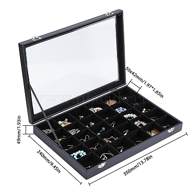 30-Slot Rectangle PU Leather Jewelry Presentation Boxes(VBOX-WH0003-18)-2