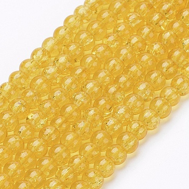 4mm Gold Round Crackle Glass Beads