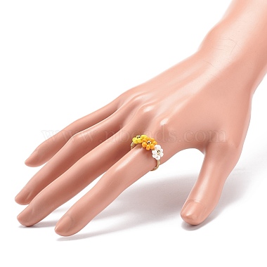 Стеклянные плетеные бусины цветочные кольца на пальцы(RJEW-TA00054-03)-3